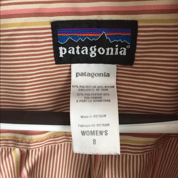 PATAGONIA stripped shirt burgundy pink button up - Picture 6 of 7